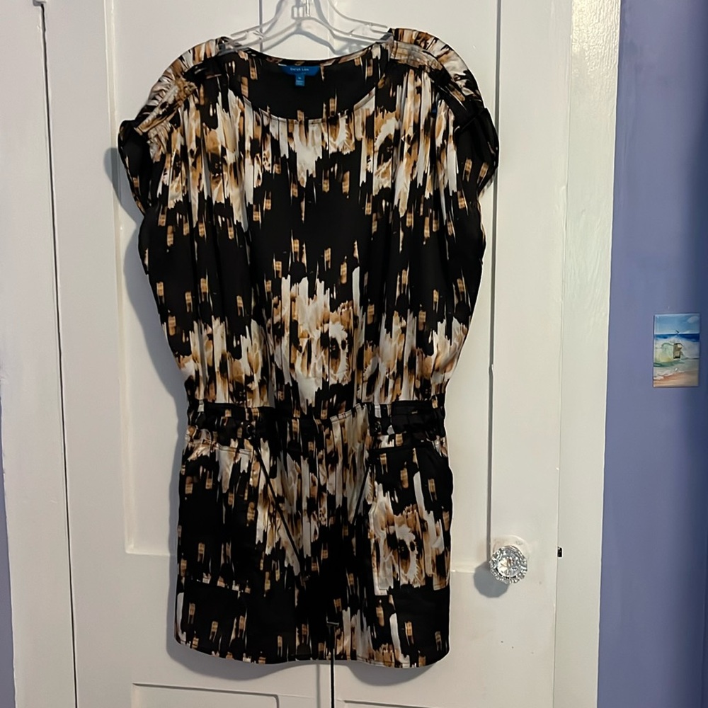 Derek lam brown print tunic dress
